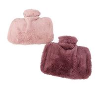 Aeromdale Botella de agua caliente con cubierta de felpa de color sólido 1500 ml PVC bolsa de agua caliente para alivio del dolor manos y pies más calientes regalo para mujeres y niñas mezcla - 2 pcs
