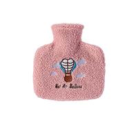 Aeromdale Botella de agua caliente con cubierta de felpa de forma cuadrada 1000 ml bolsa de agua caliente de goma para aliviar el dolor regalo para mujeres y niñas globo - 1 pc