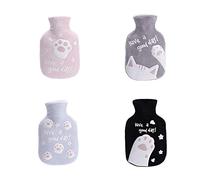 Aeromdale Botella de agua caliente con cubierta Have A Good Day Bolsa de agua caliente de goma de 350 ml para aliviar el dolor, calentador de pies de manos, regalo para mujeres y niñas, 4 unidades