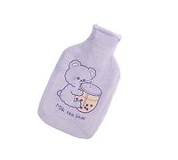 Aeromdale Botella de agua caliente con cubierta Mik Tea Pattern 1000ml Bolsa de agua caliente de goma para aliviar el dolor, calentador de pies de manos, regalo para mujeres y niñas - # B - 1 pieza