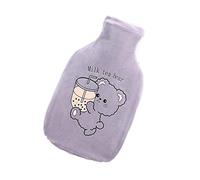 Aeromdale Botella de agua caliente con cubierta Mik Tea Pattern 1000ml Bolsa de agua caliente de goma para aliviar el dolor, calentador de pies de manos, regalo para mujeres y niñas - # A - 1 pieza