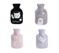 Aeromdale Botella de agua caliente con cubierta My Dream 350ml Bolsa de agua caliente de goma para aliviar el dolor, calentador de pies de manos, regalo para mujeres y niñas, 4 unidades