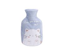 Aeromdale Botella de agua caliente con cubierta patrón de gato 350ml bolsa de agua caliente de goma para aliviar el dolor pies de manos más caliente regalo para mujeres y niñas - azul - 1 pieza