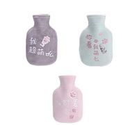 Aeromdale Botella de agua caliente con cubierta patrón de pata de gato 350 ml bolsa de agua caliente de goma para aliviar el dolor calentador regalo para mujeres y niñas mezcla - 3 pcs