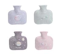 Aeromdale Botella de agua caliente con patrón de planeta de cubierta 1000 ml bolsa de agua caliente de goma para aliviar el dolor calentador regalo para mujeres y niñas mezcla - 4 pcs