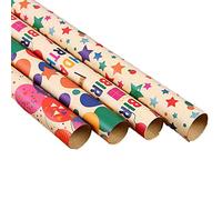 Aeromdale Hoja de papel de regalo de regalo de feliz cumpleaños, papel de regalo para manualidades, embalaje de regalo de 50 x 70 cm, mezcla de 6 piezas