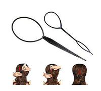 Aeromdale Juego de 2 pinzas para hacer cola de caballo con forma de cola de topsy negra