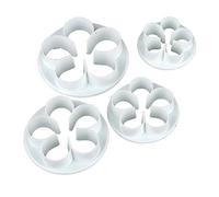 Aeromdale Juego de 4 piezas de flores en forma de pétalo para tartas, fondant, galletas, cazuelas, herramientas de decoración (color blanco)