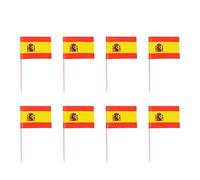 Aeromdale Mini palillo de madera con bandera para decoración de tartas de frutas y repostería, fiesta de cóctel - España - 100 piezas