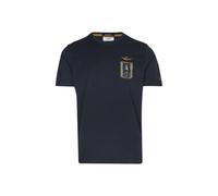 AERONAUTICA MILITARE Camiseta con escudo de flechas tricolores azul marino, turquesa, XL