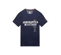 Aeronautica Militare Camiseta de hombre TS2401 con logotipo bordado y estelas tricolores flechas tricolores, azul navy, M