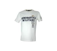 Aeronautica Militare Camiseta para hombre TS2401 camiseta blanca bordada con logotipo y estelas tricolores flechas tricolores, Color blanco., XL