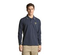Aeronautica Militare Polo de manga larga para hombre de algodón con logotipo, azul navy, 3XL