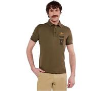 Aeronautica Militare Polo PO1853 de piqué para hombre, camiseta, camiseta, camiseta, manga corta, flechas tricolores, 07293 Oliva Green, M
