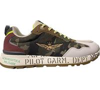 Aeronautica Militare Sneaker Running de Suede/Nylon Blanco/Azul/Rojo US23AR11 231SC214, 94390 Rojo Camuflaje Blanco, 41 EU