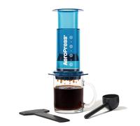 AeroPress Clear Blue Coffee Press - método 3 en 1 que combina prensa francesa, pour-over y espresso. Café con cuerpo, sin posos ni amargor. Cafetera portátil para camping y viajes - azul