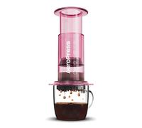 AeroPress Clear Rosa Cafetera de Viaje - Método 3 en 1 combina prensa francesa y espresso - Café sin amargor ni residuos - Pequeña cafetera portátil para camping y viaje, Rosa