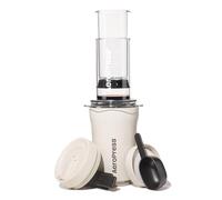 AeroPress Go Plus, cafetera portátil pequeña para viajes y camping. Método de preparación 3 en 1: prensa francesa, vertido y espresso. Café con cuerpo y sin amargor. Kit de prensa de café. Crema