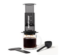 AeroPress Prensa de Café Clear Black - Método 3 en 1 que combina prensa francesa, espresso y café de cuerpo completo sin posos ni amargor, pequeña cafetera portátil para camping y viajes, color negro
