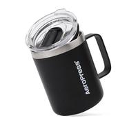 AeroPress Taza de Viaje con Asa, Acero Inoxidable de Doble Pared con Aislamiento al Vacío, Tapa Antisalpicaduras Deslizante, para Bebidas Calientes o Frías, Lavavajillas, 355 ml, Negra
