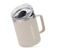 AeroPress Taza de Viaje para Café con Asa, Acero Inoxidable de Doble Pared con Aislamiento al Vacío y Tapa Deslizante Antisalpicaduras, Compatible con Bebidas Calientes o Frías, 12 oz, Crema