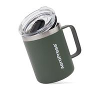 AeroPress Taza de Viaje para Café con Asa, Acero Inoxidable de Doble Pared con Aislamiento al Vacío y Tapa Deslizante Antisalpicaduras, Compatible con Bebidas Calientes o Frías, 12 oz, Verde