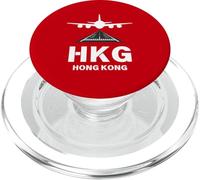 Aeropuerto HKG Avión de Hong Kong aterrizando en Pista PopSockets PopGrip para MagSafe