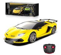 AEROQUEST Coche teledirigido Lamborghini 1:24, 2,4 GHz, coches Lamborghini RC con licencia oficial para niños y niñas, regalos de cumpleaños, amarillo