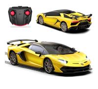 AEROQUEST Coche teledirigido Lamborghini 1:24, 2,4 GHz, coches Lamborghini RC con licencia oficial para niños y niñas, regalos de cumpleaños, amarillo
