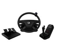 Aerosoft Truck & Bus Wheel System - Volante profesional con Force Feedback para simuladores de camiones y autobuses en PC con pedalera de 3 pedales y palanca de cambios realista