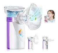 Aerosol para Toda la Familia - Nebulizador Ultrasónico para Niños, Adultos y Bebés, Inhalador con 2 Mascarillas y Boquilla, Baterías no incluidas, Morado