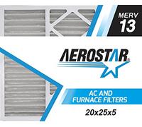 Aerostar Home Max 20 x 25 x 5 MERV 13 Honeywell Filtro de aire plisado de repuesto, fabricado en los Estados Unidos, captura partículas de virus, (tamaño real: 20 x 24 3/4 x 4 3/8 pulgadas), paquete de 2, color blanco