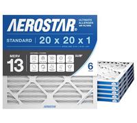 Aerostar Pleated Air Filter, MERV 13, 20x20x1, Pack of 6, Made in the USA