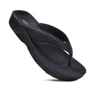 AEROTHOTIC Chanclas Originales Ortopédicas Confort Estilo Tanga Sandalias con Soporte De Arco para Caminar Cómodo Mujeres|Cristal Negro|11