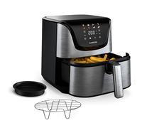Klarstein AeroVital Deluxe Freidora De Aire - 5.4L, 1700W, Pantalla Táctil, 8 Programas, Antiadherente, Rejilla & Bandeja Pizza, Carcasa Fría, Control De Temperatura, Acero Inoxidable