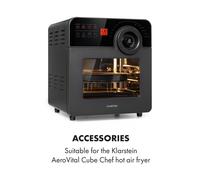 AeroVital Cube Chef Bandeja para pizza y Soporte alto para parrilla Acero inoxidable Accesorios para Freidora de aire caliente Klarstein