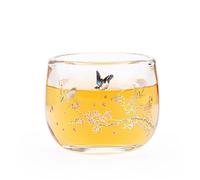 AERTSDFGT Tazas de té Pequeñas Taza de té cristal grueso con diseño urraca que anuncia la primavera. Juego taza antiescaldamiento Taza de té de Kungfu