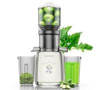 AERVOCE - Exprimidor de prensa en frío, 12,7 cm de ancho, con 300 W, máquina de extracción de jugo para verduras y frutas, exprimidores eléctricos, fáciles de limpiar para exprimir por lotes (blanco)