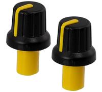 AERZETIX - C12512 - Juego de 2 Botones de potenciómetro con indicador y embellecedor amarillo - diámetro del eje 6mm - para presionar - en plástico ABS - cuerpo negro