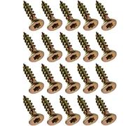 AERZETIX - C44451 - Juego de 20 - Tornillos para madera Ø3.5x16mm cabeza fresada con huella estrella T15 - acero cincado amarillo- montaje rosca sujeción fijación carpintería contrachapado aglomerado