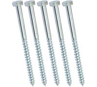 AERZETIX - C44572 - Juego de 5 - Tornillo para madera - Tirafondo - cabeza hexagonal - 6 lados - M7x100mm - acero galvanizado - DIN571 - metal - bricolaje