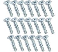 AERZETIX - C44688 - Juego de 20 Tornillos para chapa autoperforantes Ø3.9x19mm con cabeza fresada - DIN 7504 P - con huella PH/cruciforme - en acero galvanizado - chapa marco metálico - color plata