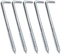 AERZETIX - C47882 - Juego de 5 piezas - gancho de tornillo tipo madera L - Ø5x100mm - acero galvanizado - bricolaje - herramientas de montaje/ferretería