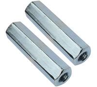AERZETIX - C49588 - Juego de 2 Tuercas de acoplamiento hexagonales largas M6x40mm - tuerca de extensión prolongador - en acero al carbono con rosca métrica