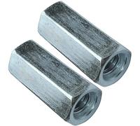 AERZETIX - C49590 - Juego de 2 Tuercas de acoplamiento hexagonales largas M8x30mm - tuerca de extensión prolongador - en acero al carbono con rosca métrica