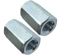 AERZETIX - C49598 - Juego de 2 Tuercas de acoplamiento hexagonales largas M10x30mm - tuerca de extensión prolongador - en acero al carbono con rosca métrica