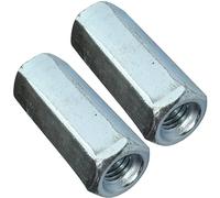 AERZETIX - C49599 - Juego de 2 Tuercas de acoplamiento hexagonales largas M10x45mm - tuerca de extensión prolongador - en acero al carbono con rosca métrica