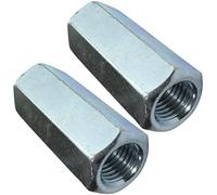AERZETIX - C49604 - Juego de 2 Tuercas de acoplamiento hexagonales largas M16x60mm - tuerca de extensión prolongador - en acero al carbono con rosca métrica
