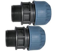 AERZETIX - C51915 - Juego de 2 - Manguito/adaptador roscado - reductor de compresión recto - conexión rosca macho 1 1/4'' - para tubería de agua Ø32mm - en polipropileno - conector/reparador