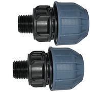 AERZETIX - C51919 - Juego de 2 - Manguito/adaptador roscado - reductor de compresión recto - conexión rosca macho 1/2'' - para tubería de agua Ø25mm - en polipropileno - conector/reparador